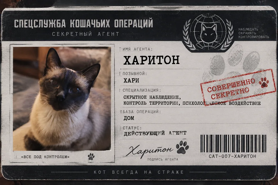 Карточка секретного агента Харитона